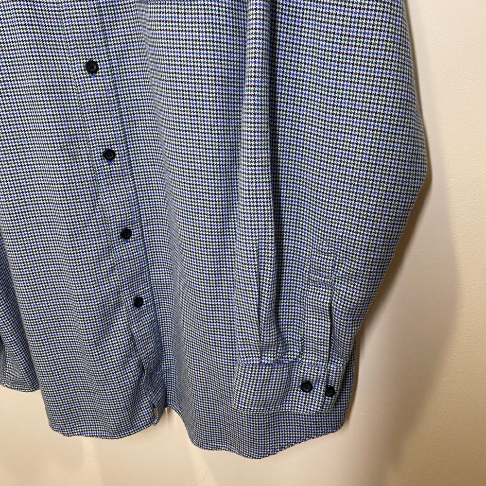 L.L. Bean Button Down Shirt Mens XL-Tall Blue Houndstooth Excellent Long Sleeve - Picture 5 of 10